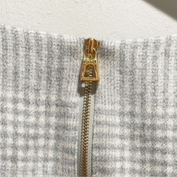 SAIL TO SABLE Women’s Gray Ivory Plaid Bell Sleeve Wool Blend Dress Lined Sz 14 - Picture 5 of 8